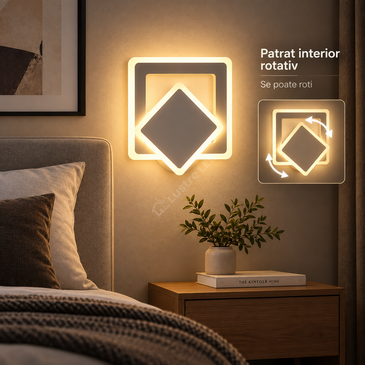 Aplica LED Square Reglabila Alba Echivalent 150W