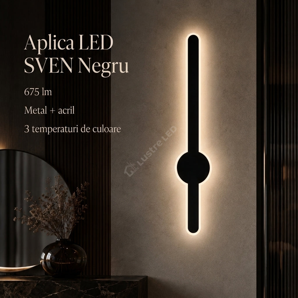 Aplica LED SVEN 3 Functii 60CM 13.5W Black Echivalent 68W