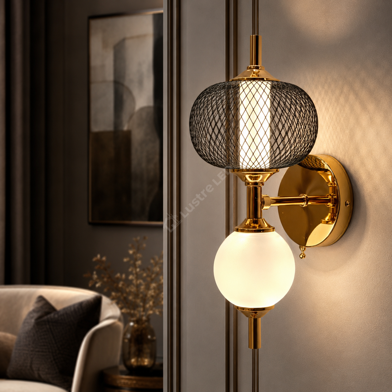 Aplica LED TOTEM Vintage Black & Gold cu Abajur 28CM Echivalent 100W
