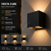 Aplica LED VEKTA CUBE Black 1xG9 IP54