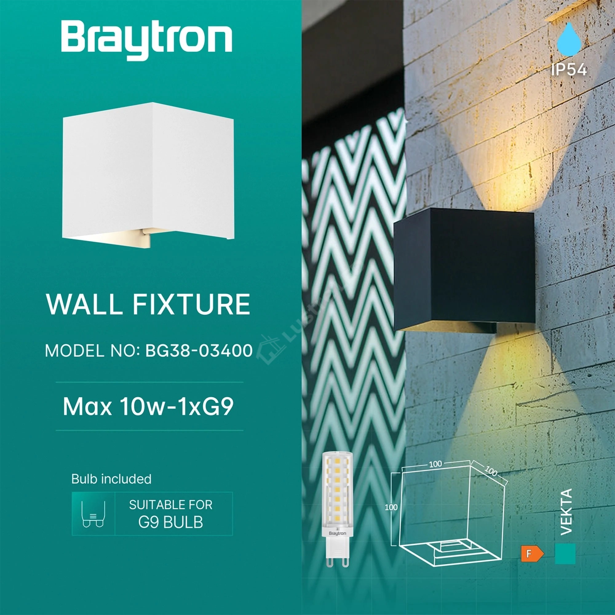 Aplica LED VEKTA CUBE White 1xG9 IP54
