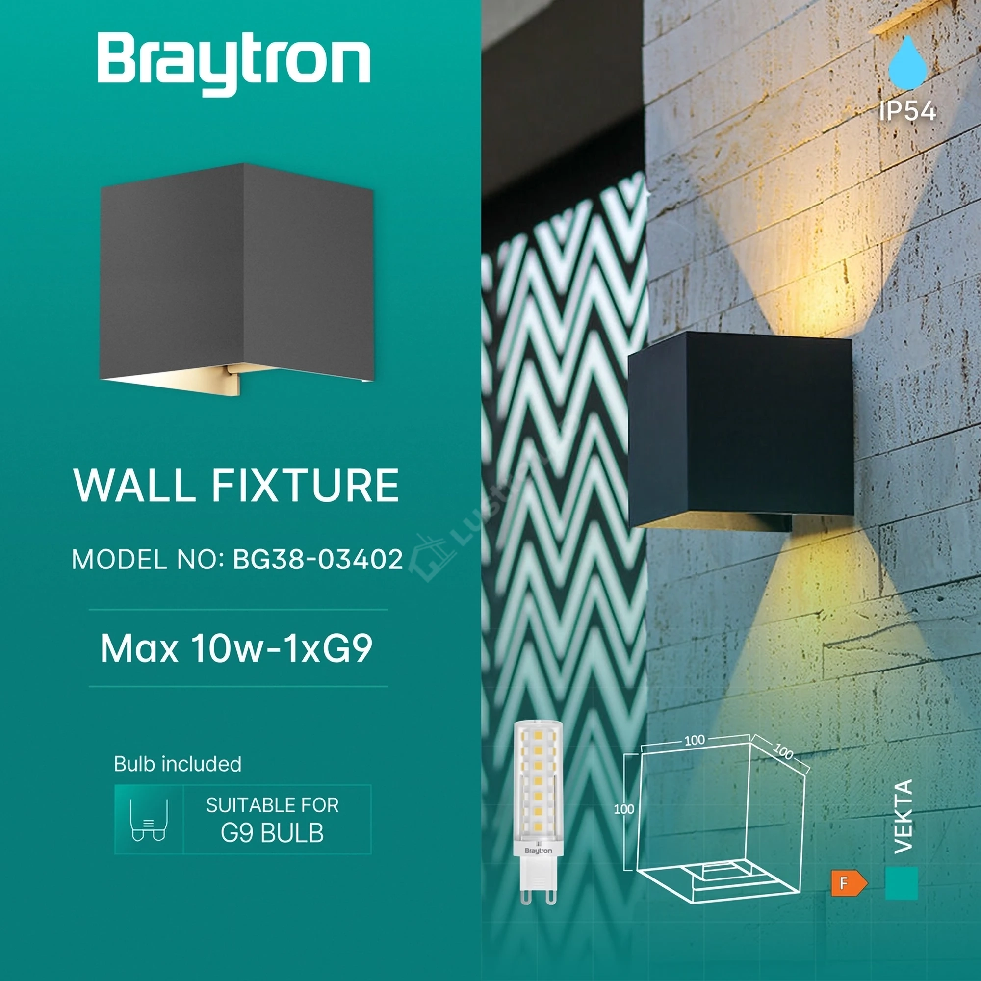 Aplica LED VEKTA CUBE Grey 1xG9 IP54