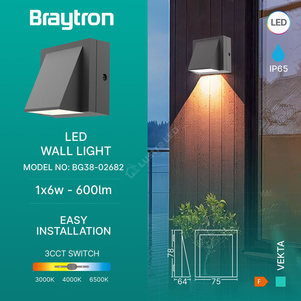 Aplica LED VENTO Grey IP65 600lm CCT