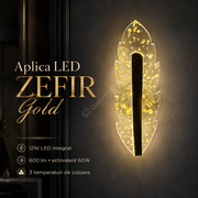Aplica LED ZEFIR 3 Functii Gold 32CM 12W Echivalent 60W