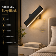 Aplica LED Zuvy Black Orientabila 4W 3000K 400lm