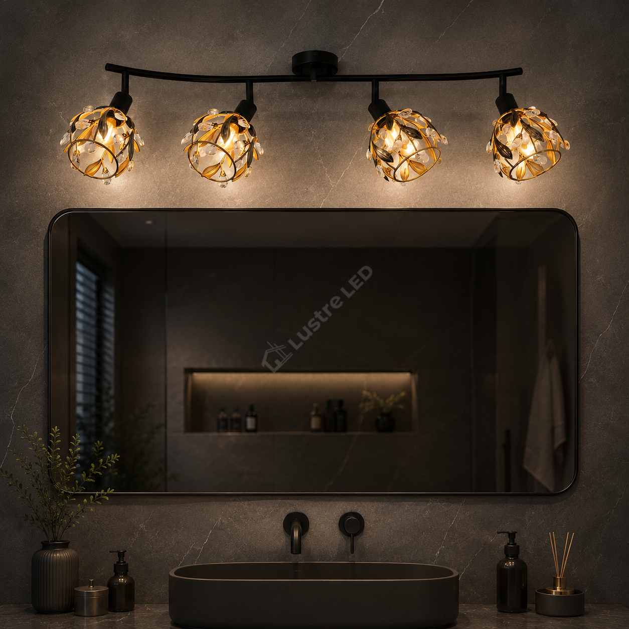 Aplica/Lustra FOGLIA 4xE14 Black&Gold 70CM