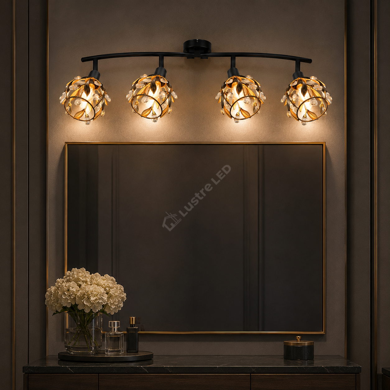 Aplica/Lustra FOGLIA 4xE14 Black&Gold 70CM