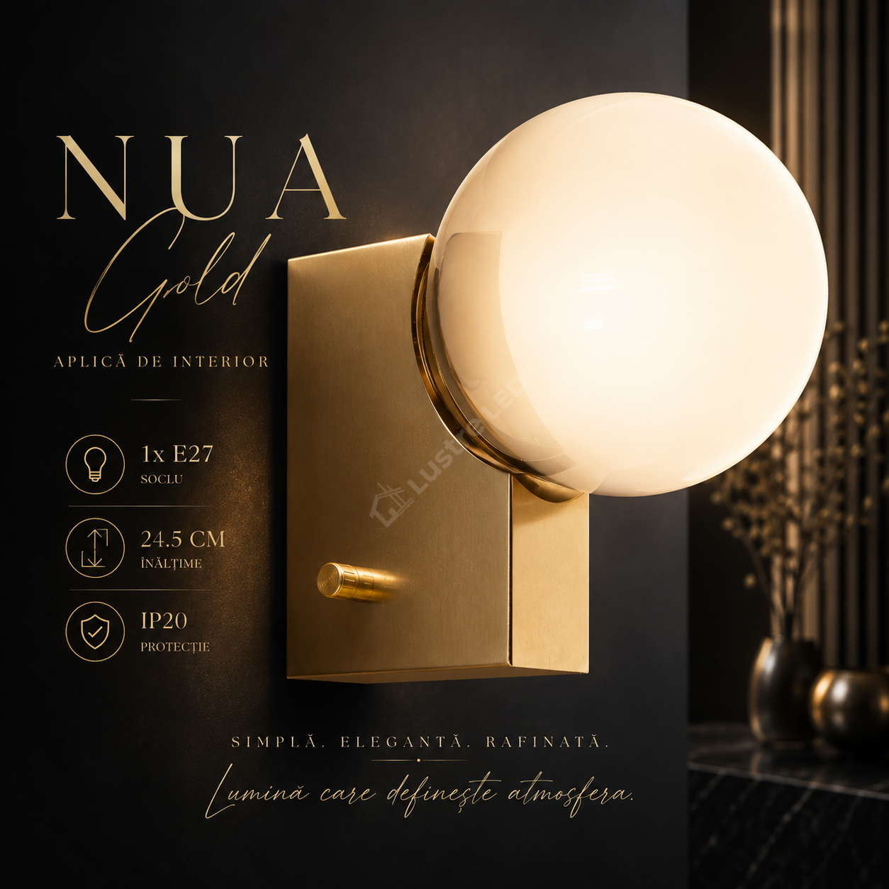 Aplica NUA Gold cu Abajur 1xE27 25CM