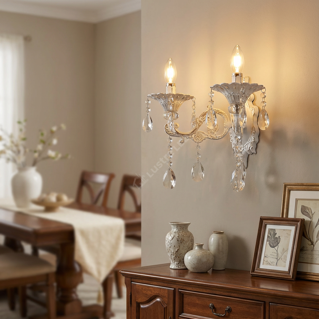 Aplica Perete Cristal Clasic Isabelle White 2xE14