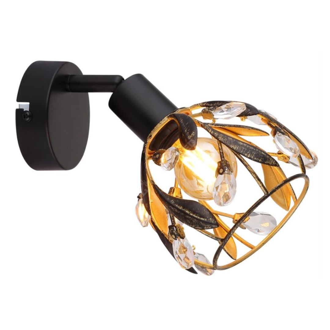 Aplica Perete FOGLIA Black&Gold 1xE14 14CM Orientabila