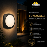 Aplica Perete Rotunda STUCCHI Fumagalli Black Italia 1xE27, Garantie Lifetime IP65