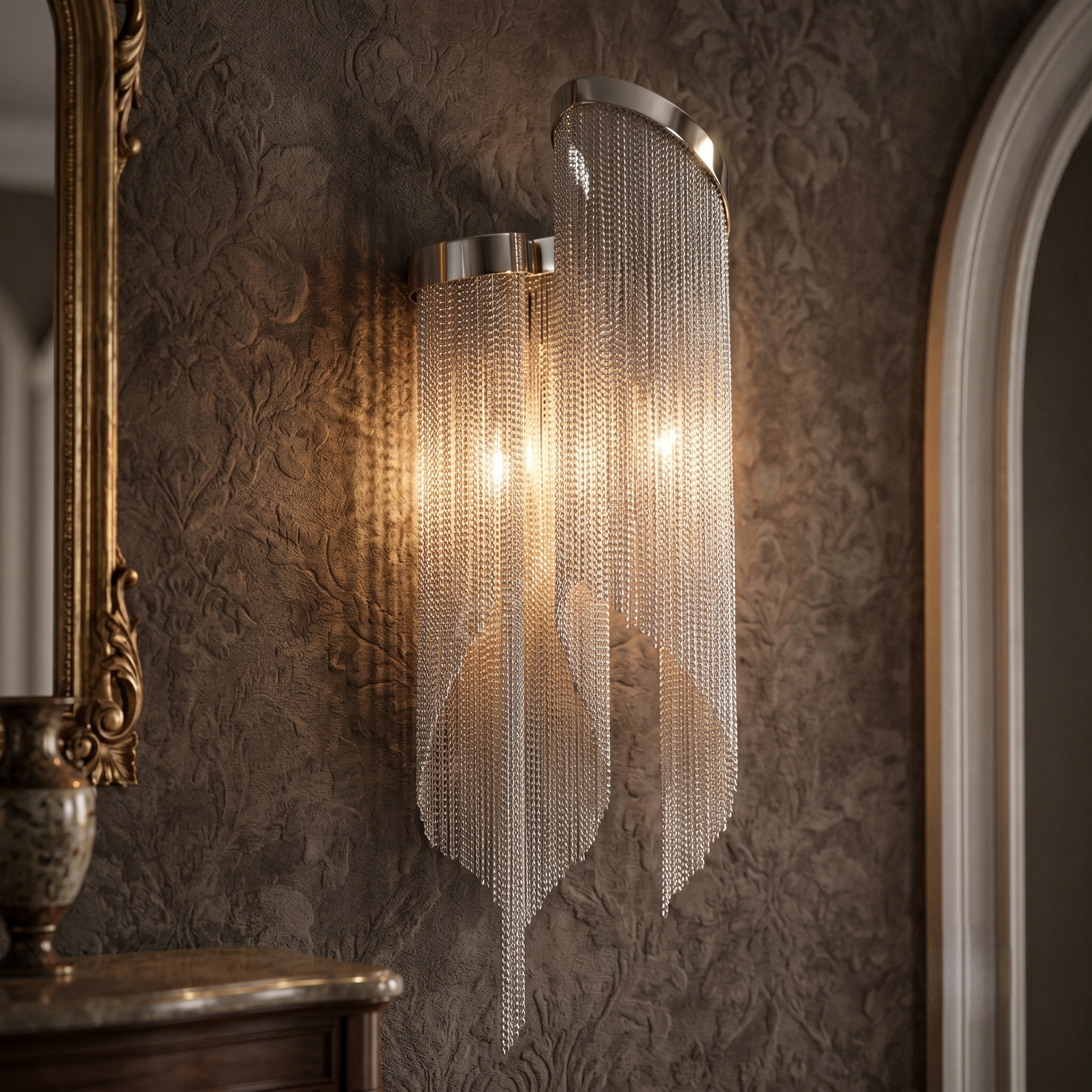 Aplica Perete Silver Chains Deluxe 2xE14