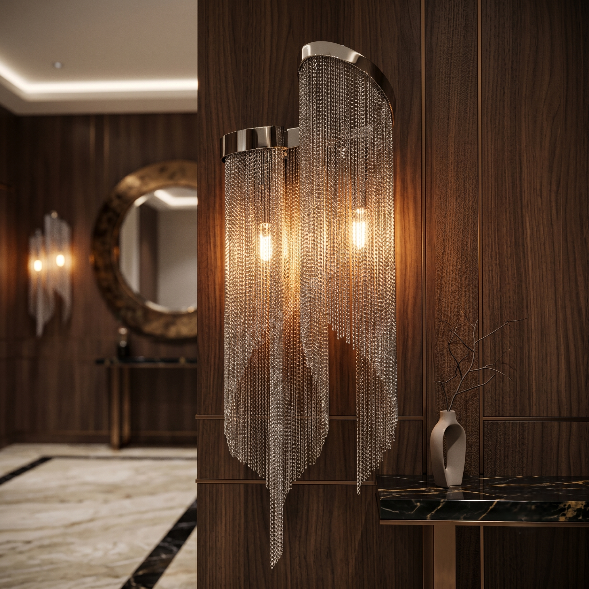 Aplica Perete Silver Chains Deluxe 2xE14
