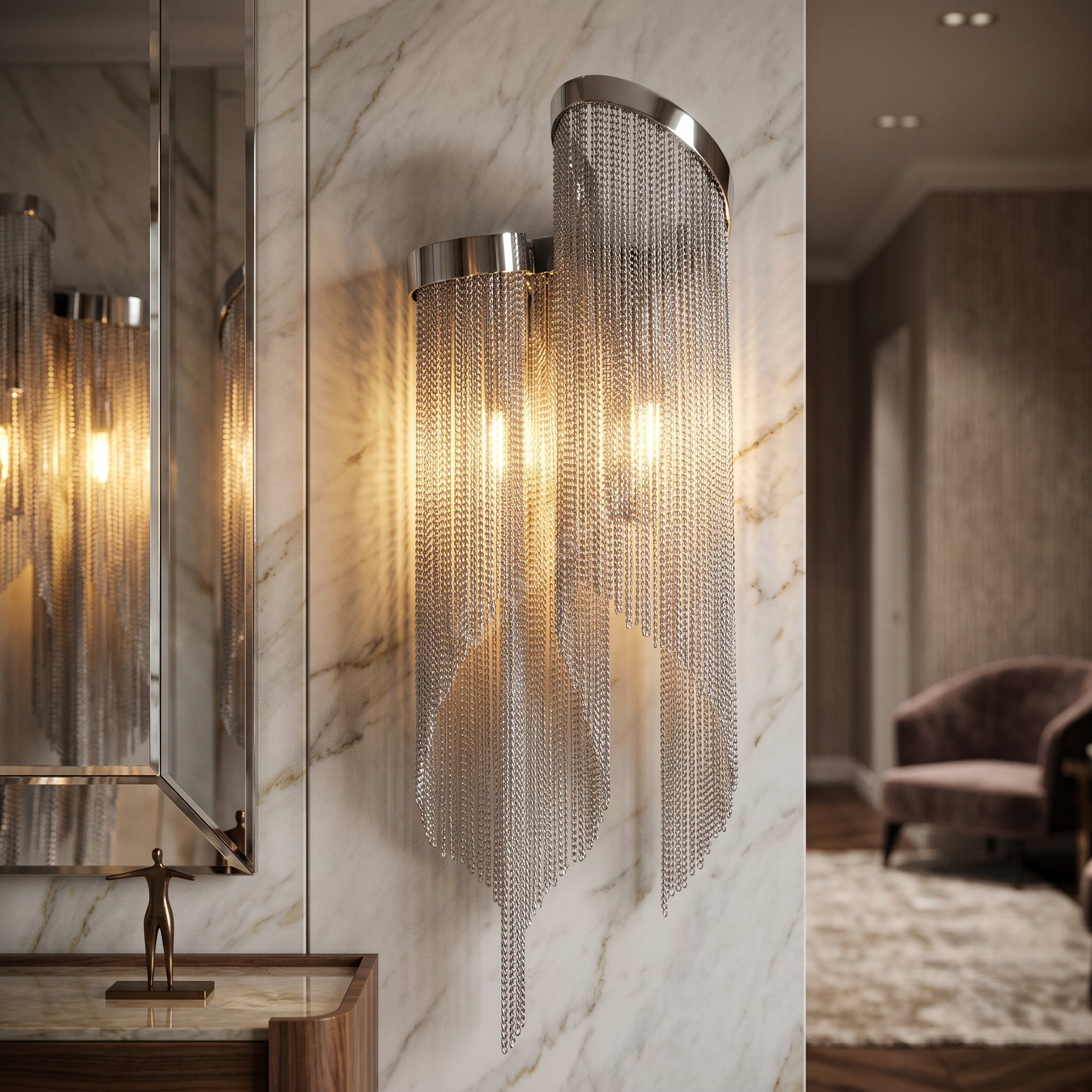 Aplica Perete Silver Chains Deluxe 2xE14