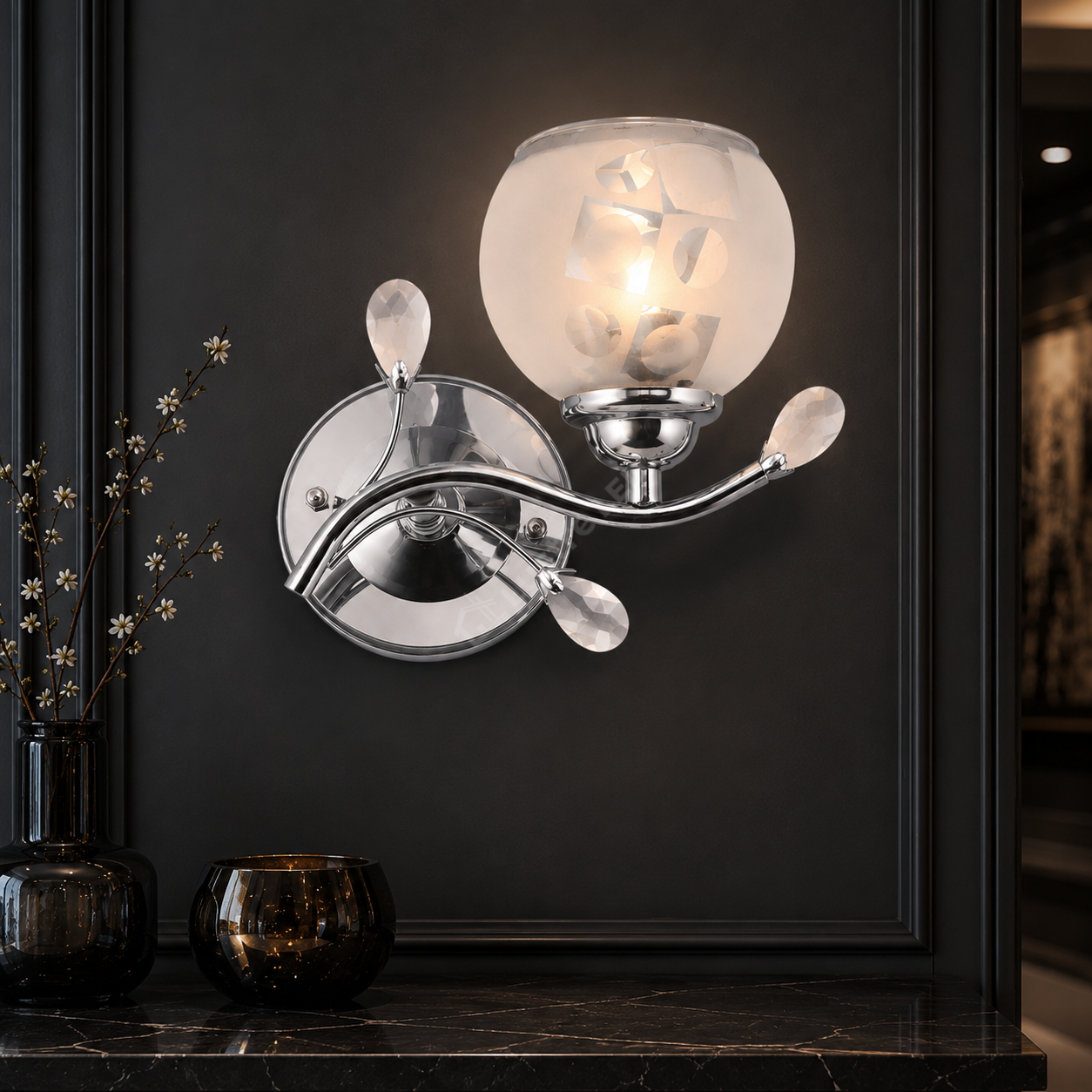 Aplica VENEZIA Chrome 1xE27 cu Abajur 20CM