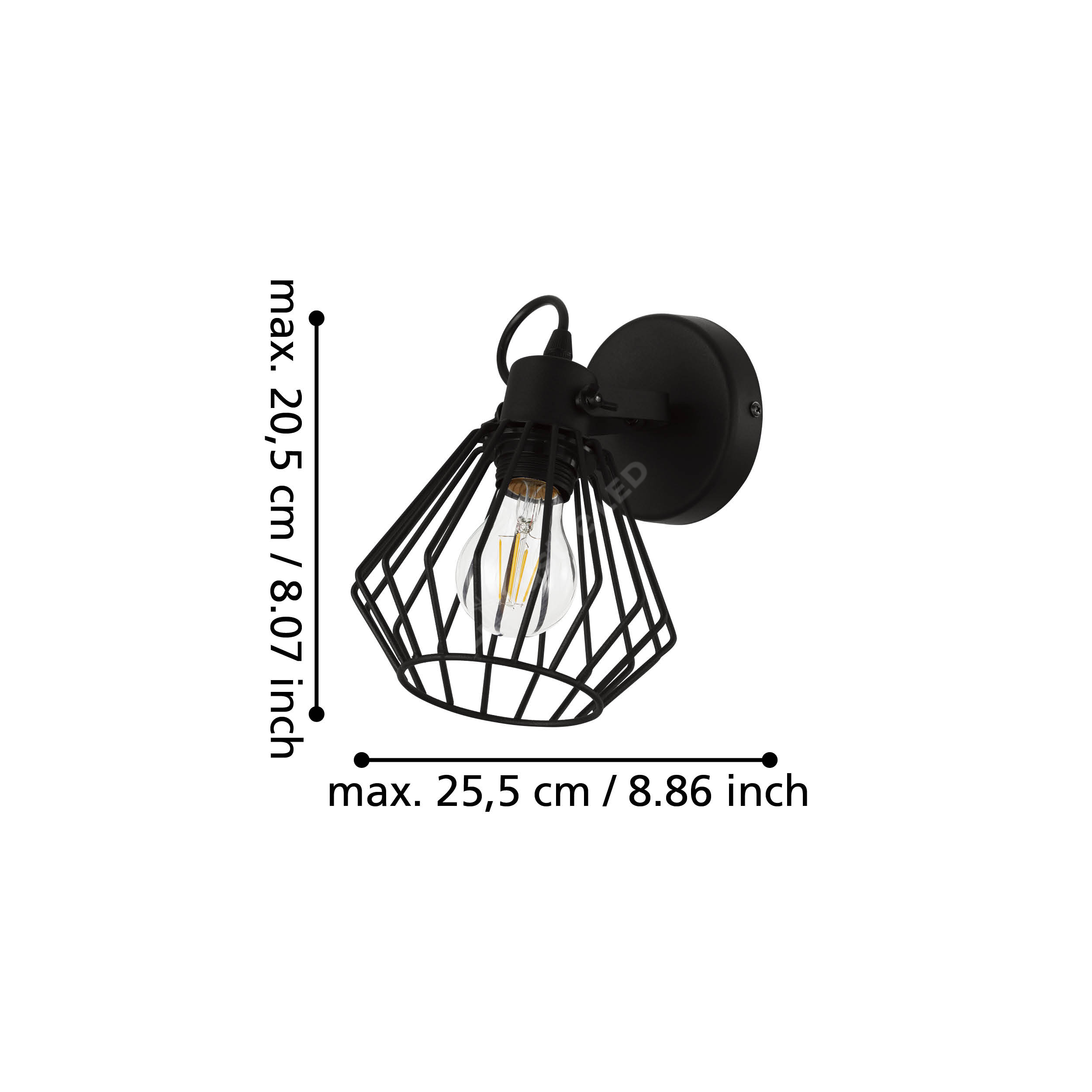 Aplica Vintage TABILLANO Black EGLO Ø11CM