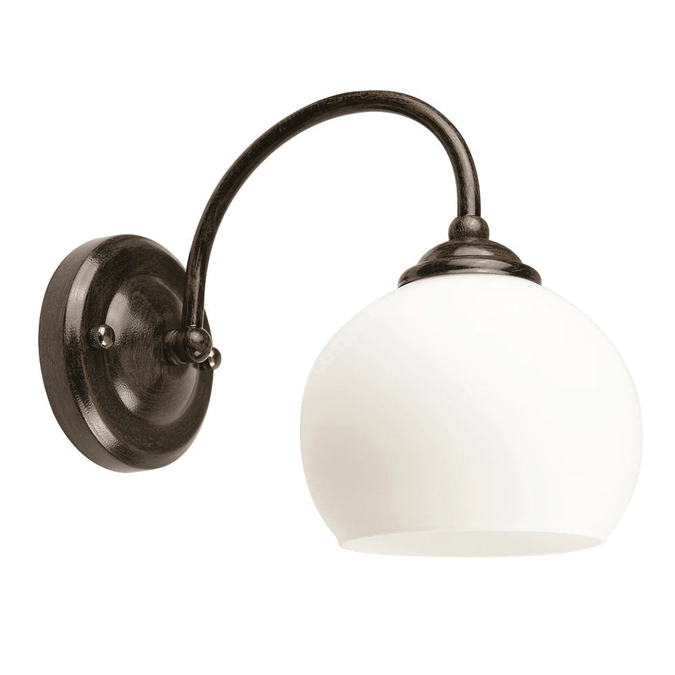 Aplica Vintage TOSCANA Wenge cu Abajur Sticla Alba 1xE27