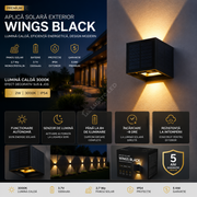 Aplica Wings Black Solara Exterior 2W IP54, 3000K, Premium