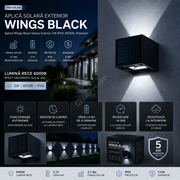 Aplica Wings Black Solara Exterior 2W IP54, 6000K, Premium