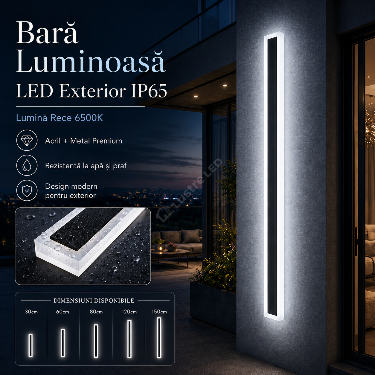 Bara Luminoasa LED Exterior IP65 220V 6500K