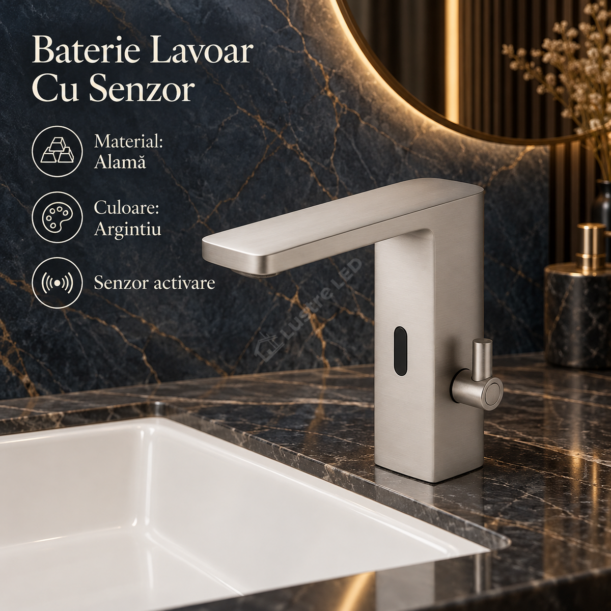 Baterie De Lavoar Cu Senzor Finisaj Crom PureSense