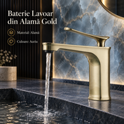 Baterie de Lavoar din Alama cu Finisaj Aurit Mat