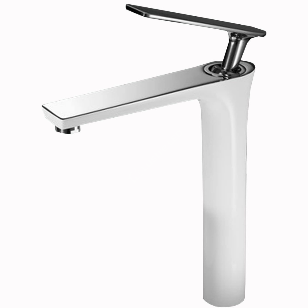 Baterie Inalta Pentru Lavoar Din Alama Finisaj Cromat Alb Design Modern