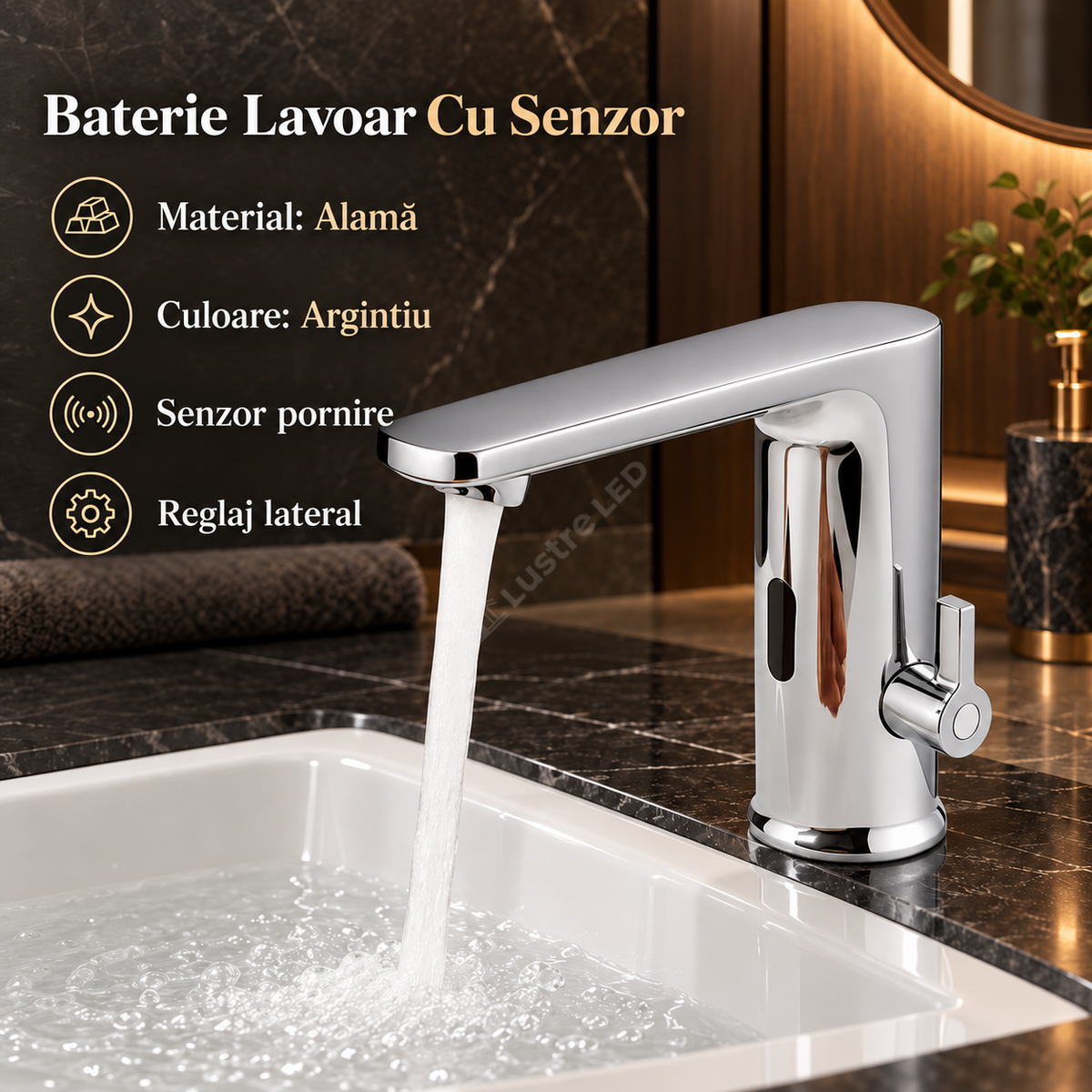 Baterie Inteligenta Lavoar Cu Senzor Si Reglaj Lateral