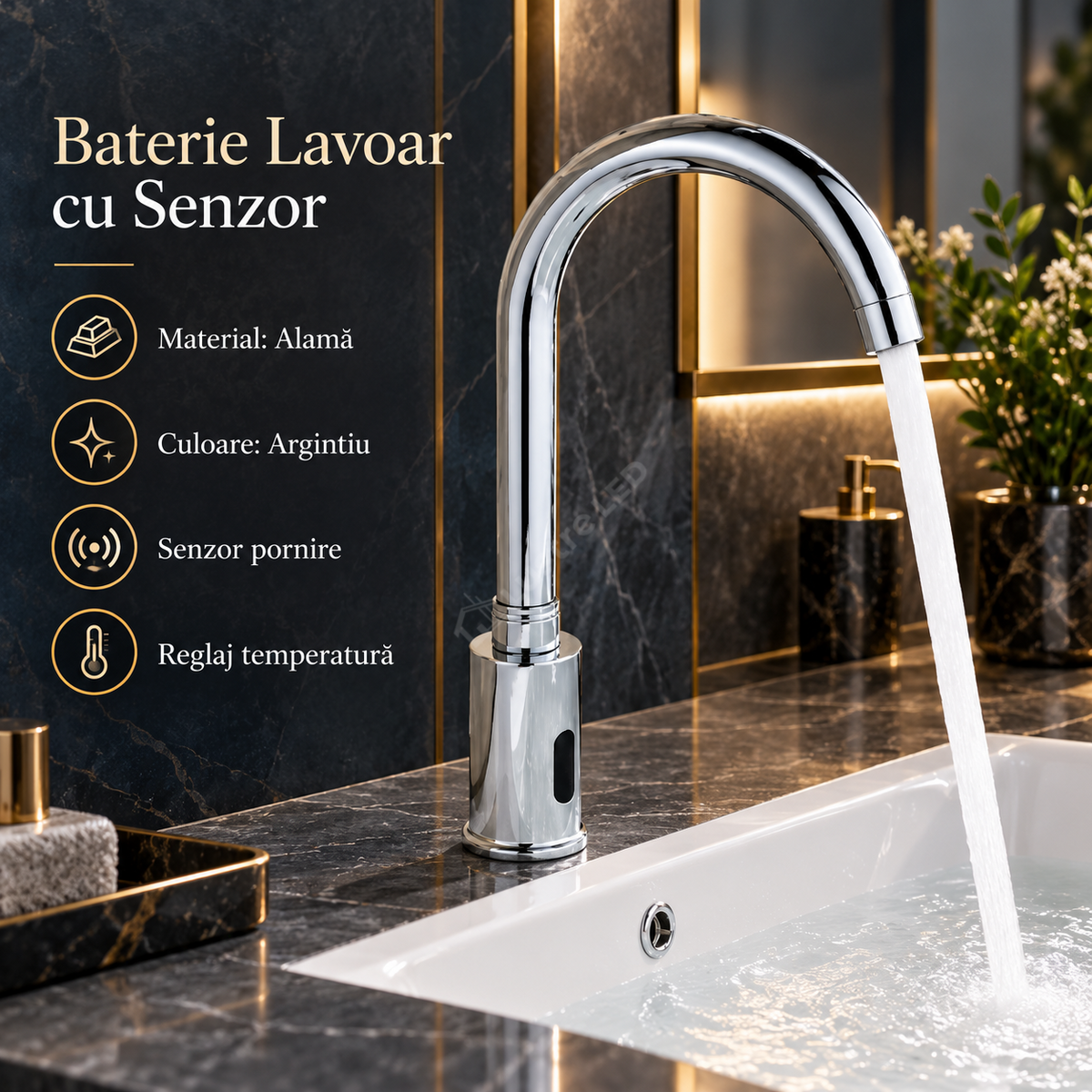 Baterie Inteligenta Pentru Lavoar Cu Senzor Si Reglaj