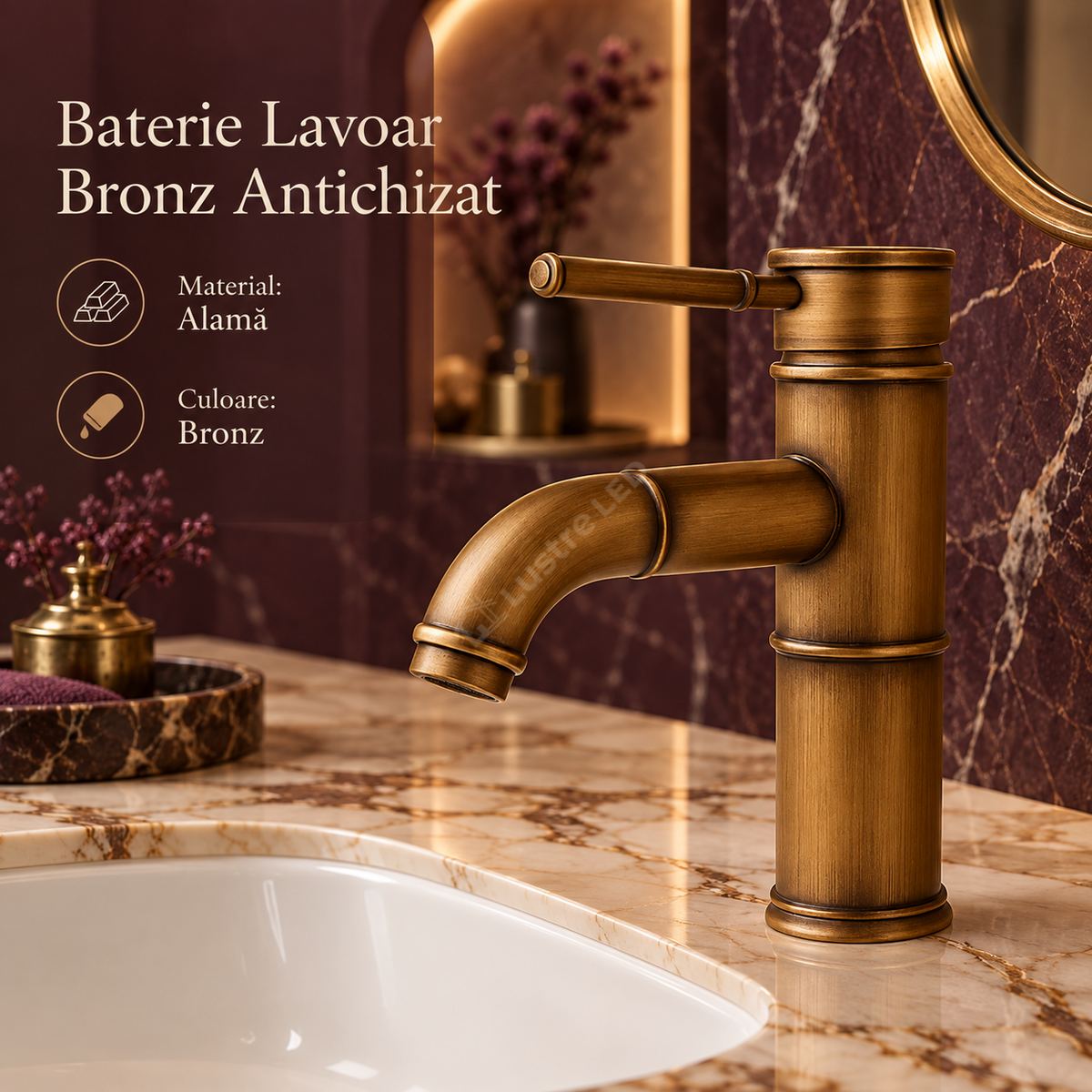 Baterie Lavoar Bronz Antichizat Design Clasic Alama