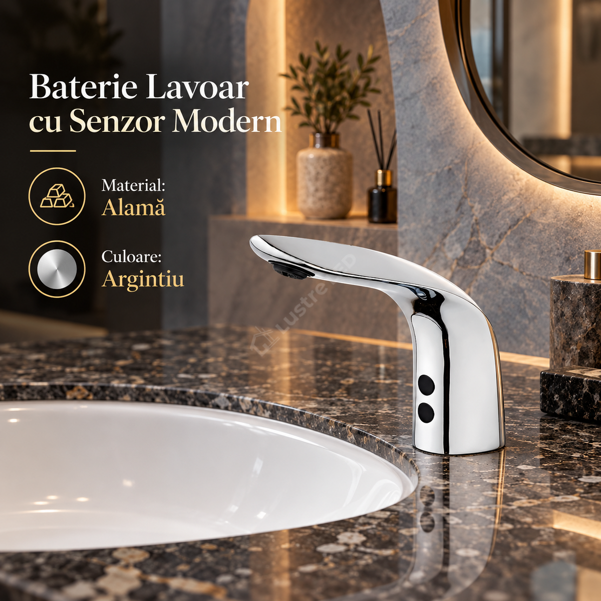 Baterie Lavoar Cu Senzor Finisaj Lucios Modern