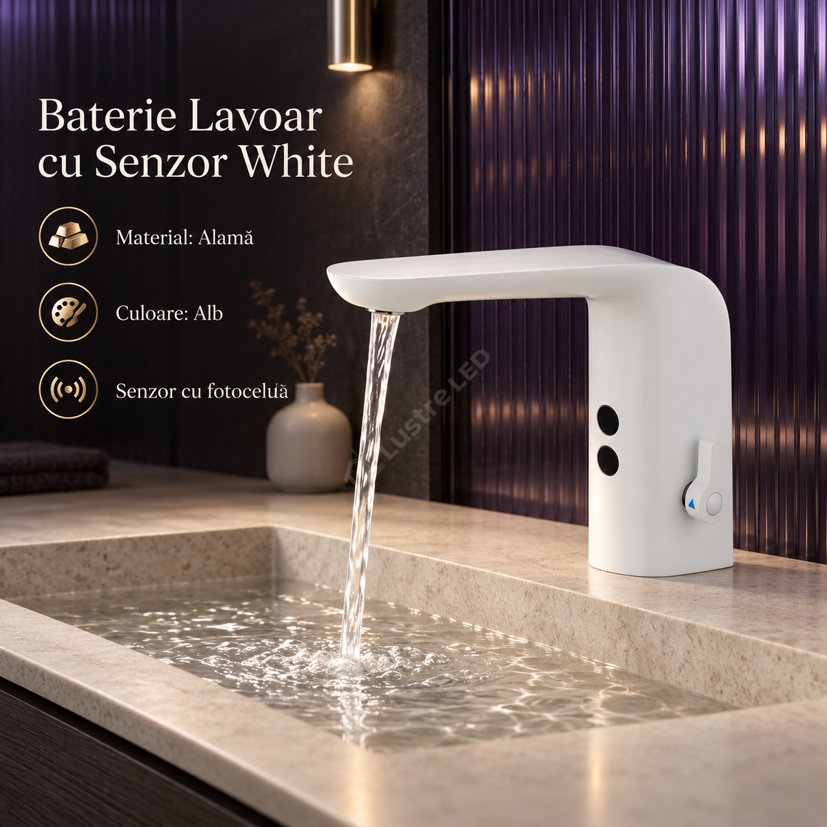 Baterie Lavoar Cu Senzor Fotocelula TouchFlow Alb