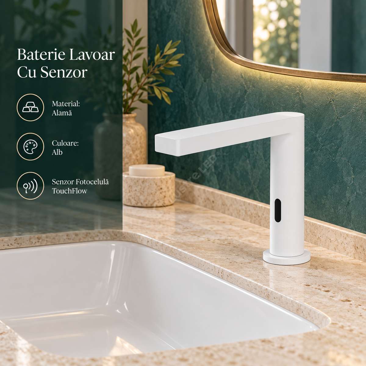 Baterie Lavoar Cu Senzor Fotocelula TouchFlow II Alb