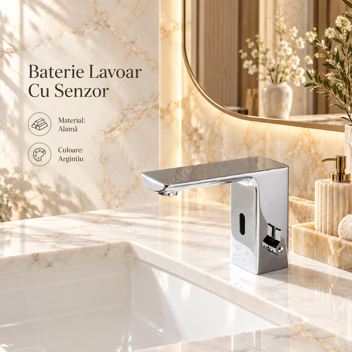 Baterie Lavoar Cu Senzor Touchless Si Maneta Laterala