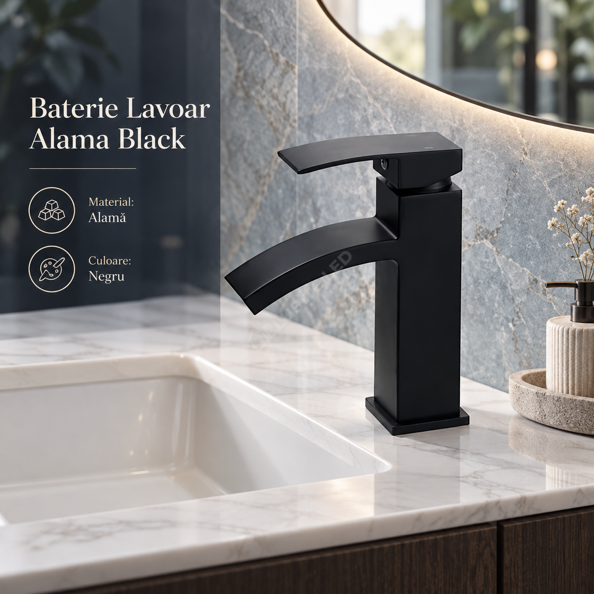Baterie Lavoar Din Alama Finisaj Negru Mat Design Compact