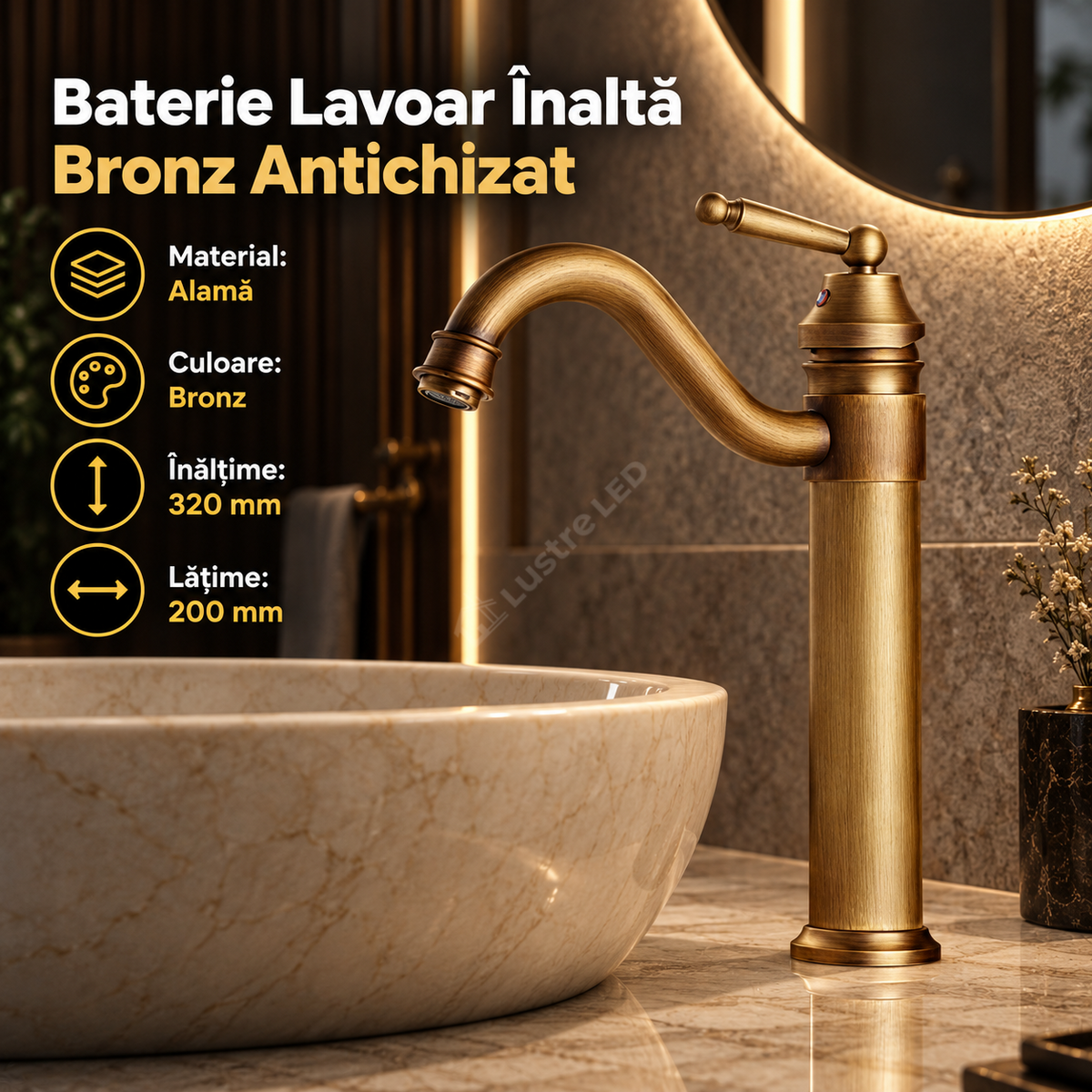 Baterie Lavoar Inalta Bronz Antichizat 1724