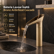 Baterie Lavoar Inalta Bronz Antichizat Cascada 1764
