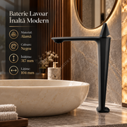 Baterie Lavoar Inalta Modern Line Black Tower 007