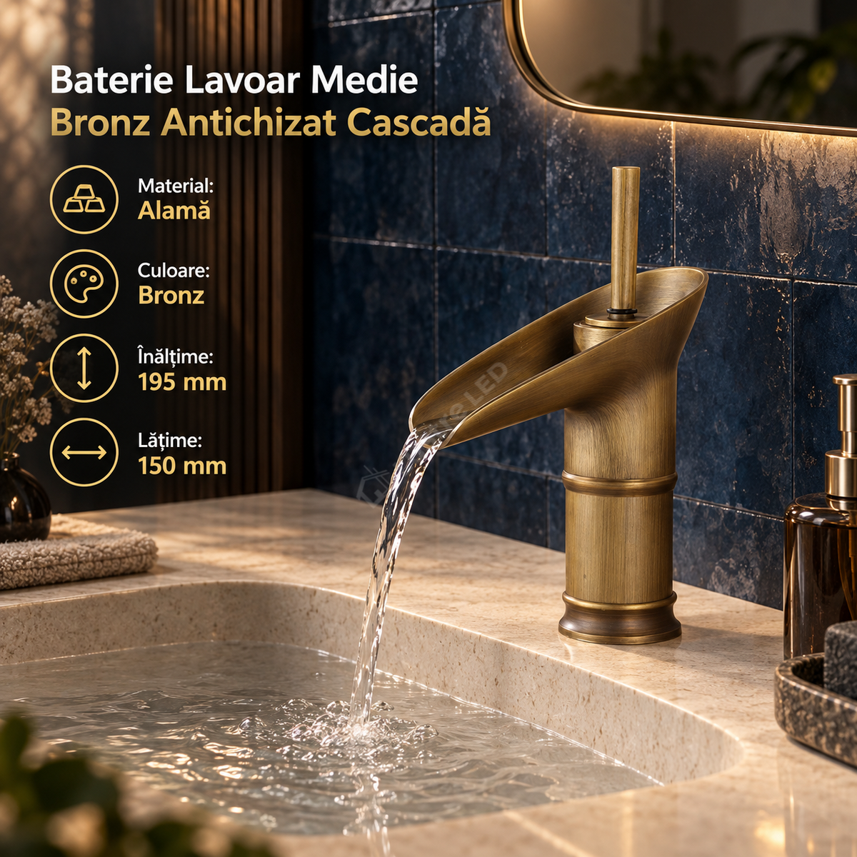 Baterie Lavoar Medie Bronz Antichizat Cascada 1764D