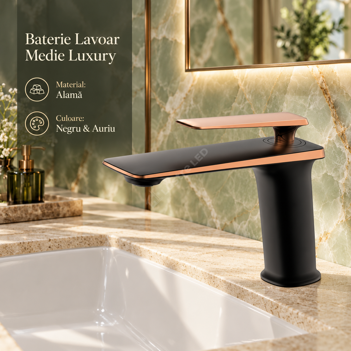 Baterie Lavoar Medie Luxury Line Rose Black 003