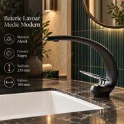 Baterie Lavoar Medie Modern Line Black Curve 013