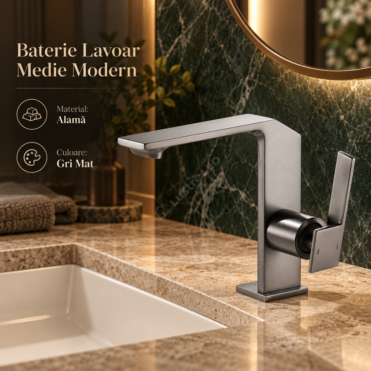 Baterie Lavoar Medie Modern Line Gri MAT SMK024