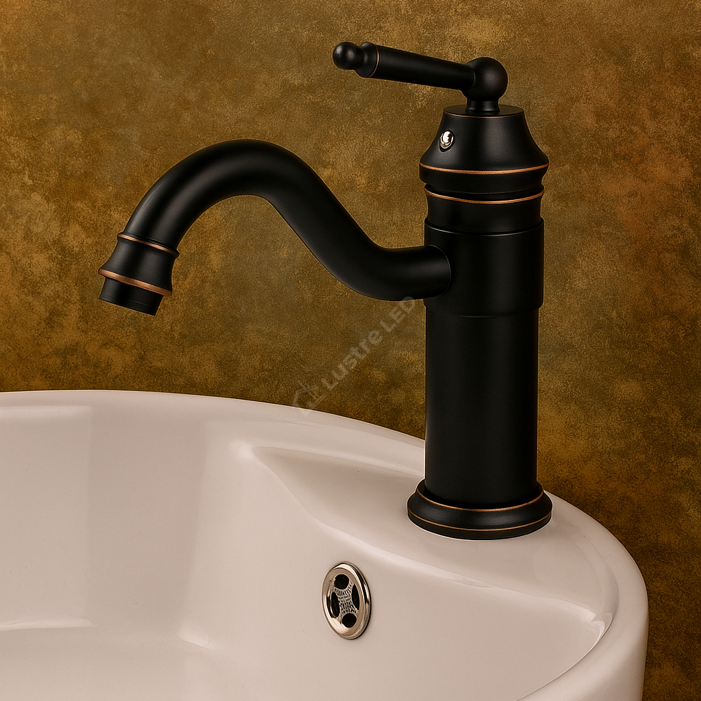 Baterie Lavoar Medie Negru Antichizat Design Modern Alama 1739D