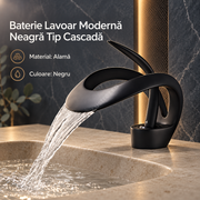 Baterie Lavoar Moderna Neagra Tip Cascada
