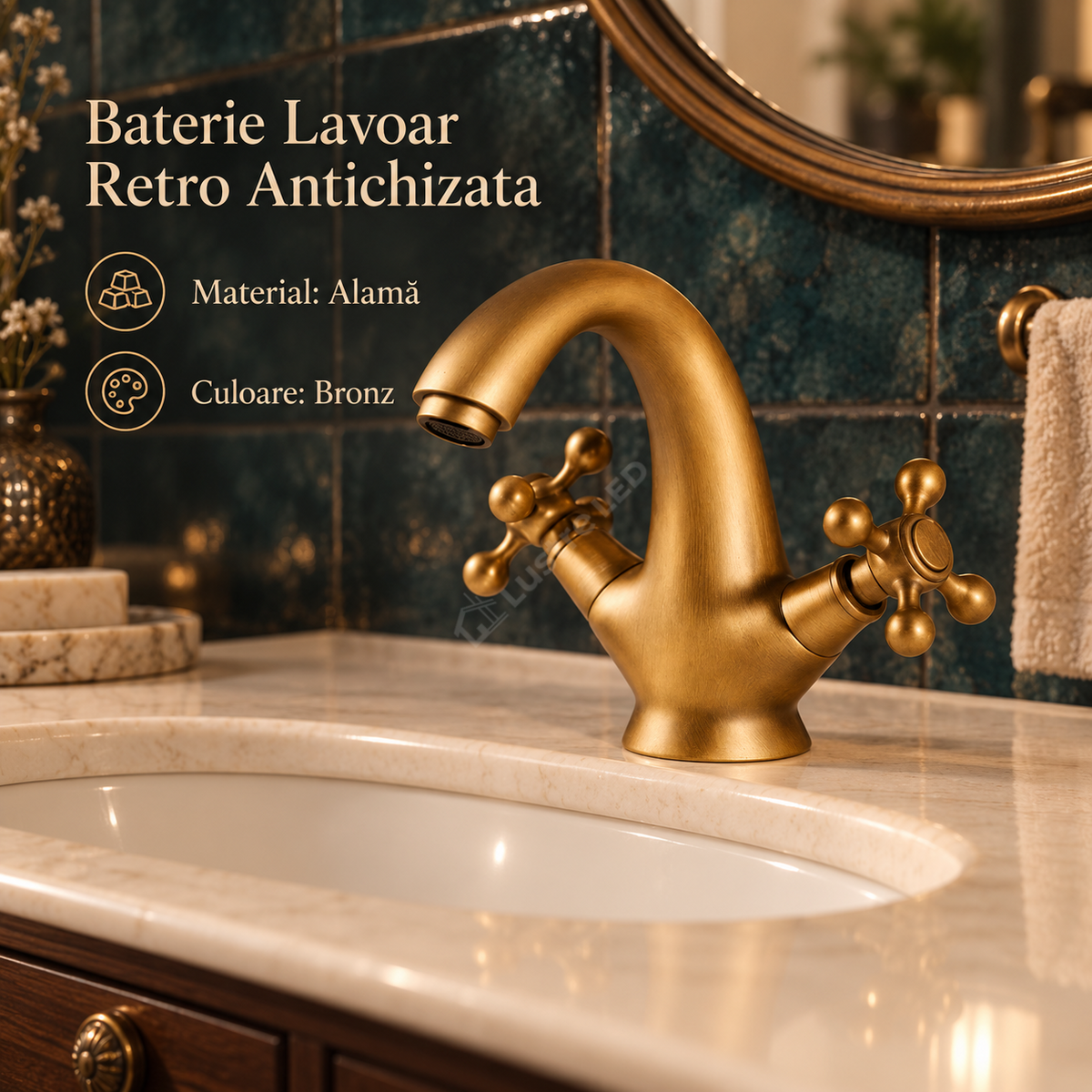 Baterie Lavoar Retro Antichizata Dubla Comanda Alama
