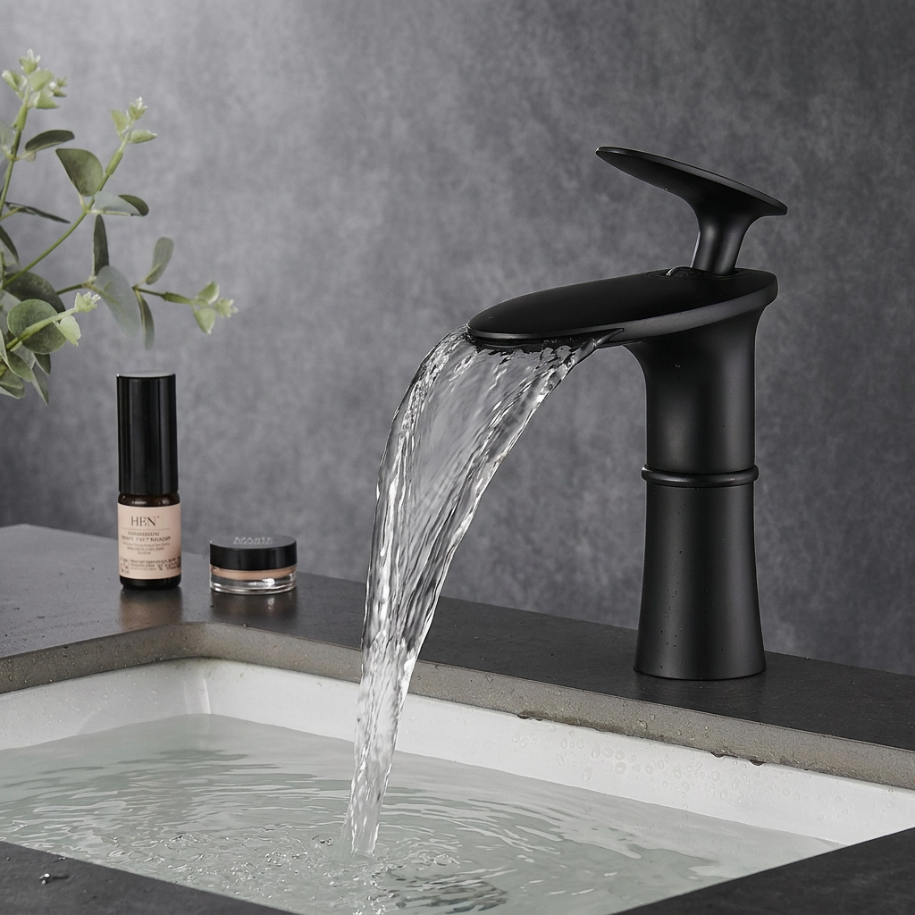 Baterie Lavoar Trevy Neagra Tip Cascada