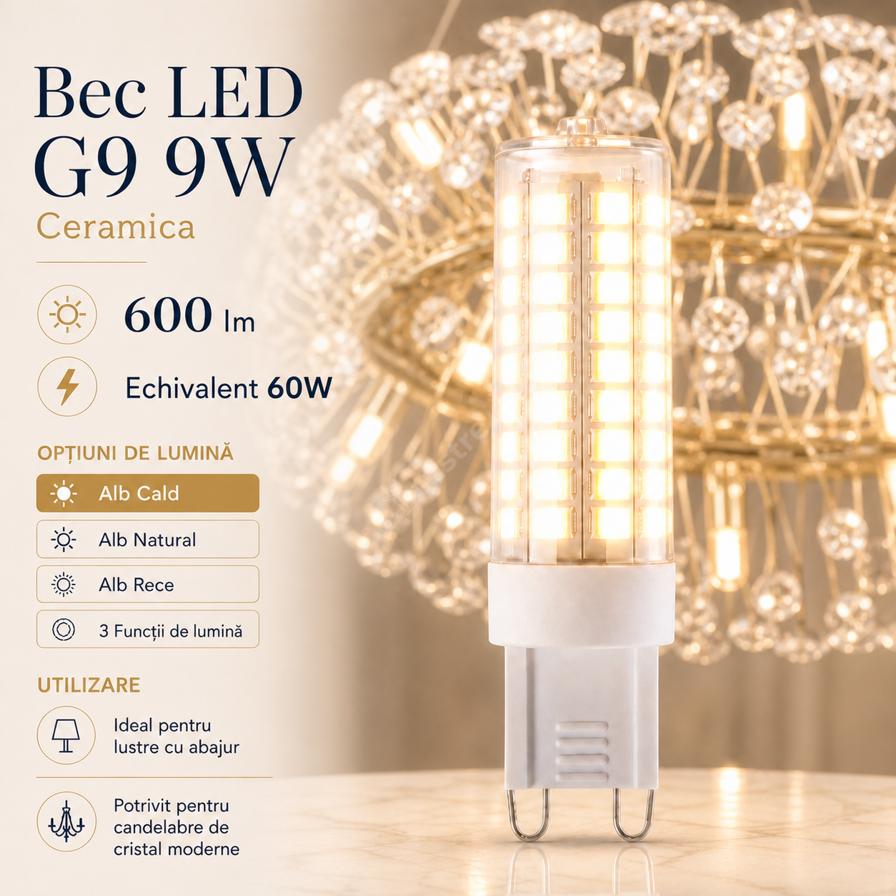 Bec LED G9 9W Ceramica Echivalent 60W