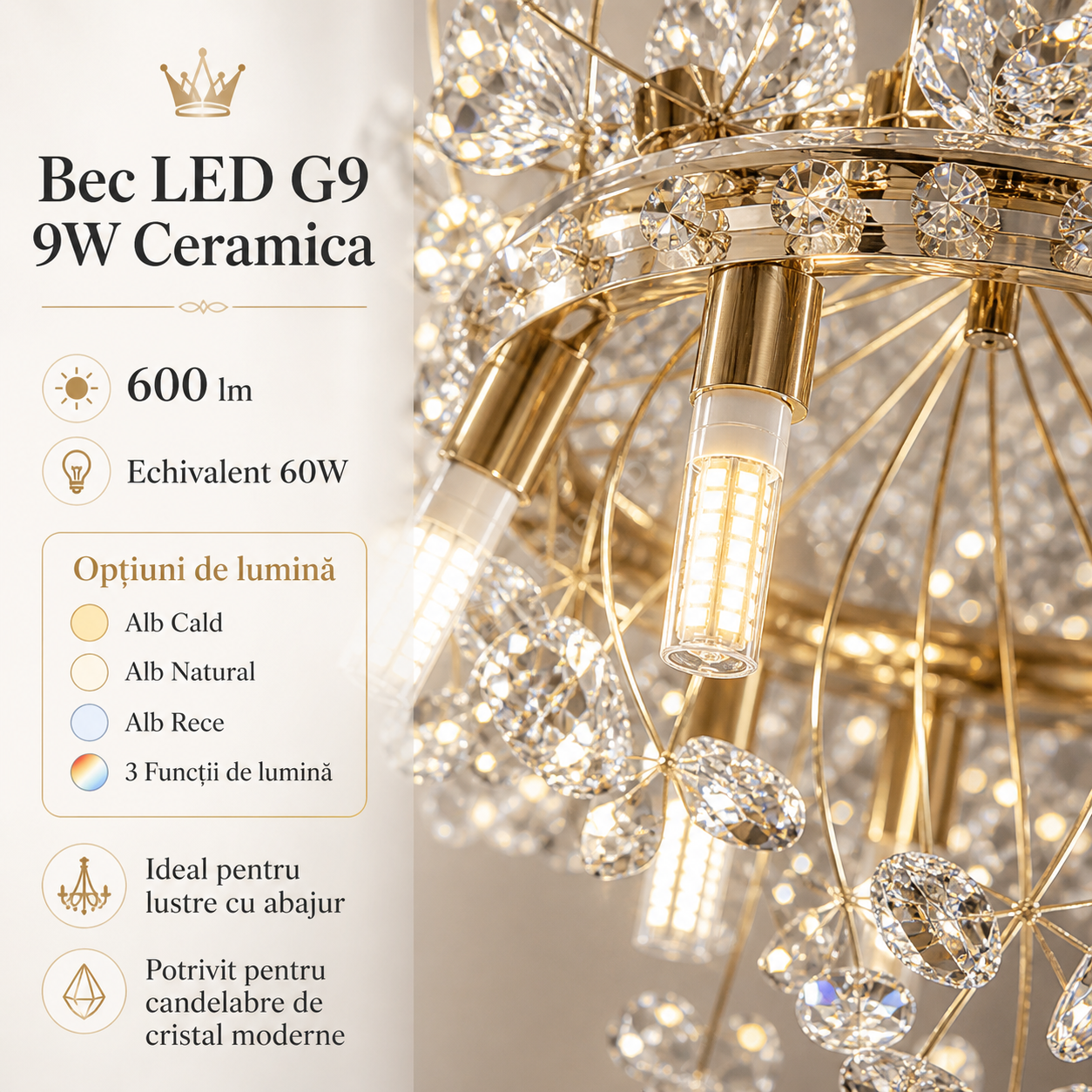 Bec LED G9 9W Ceramica Echivalent 60W
