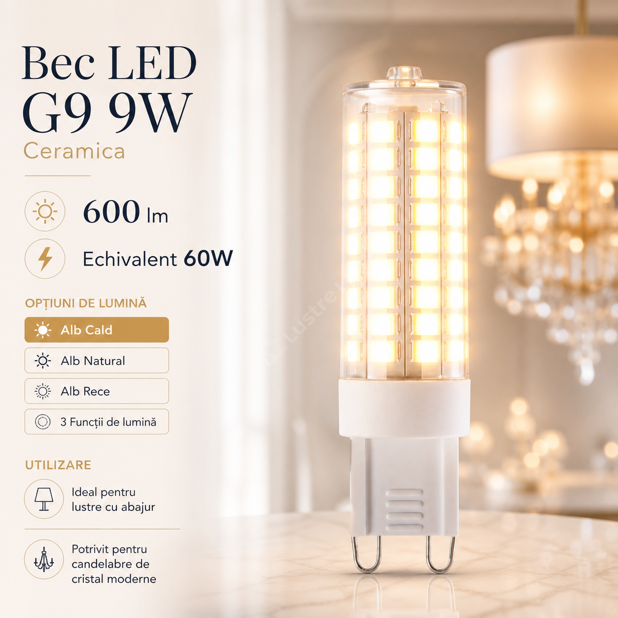 Bec LED G9 9W Ceramica Echivalent 60W