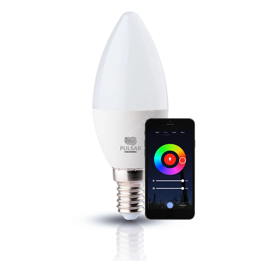 Bec LED Smart E14 C37 6W, 480lm PULSAR RGB Tuya WiFi + Bluetooth